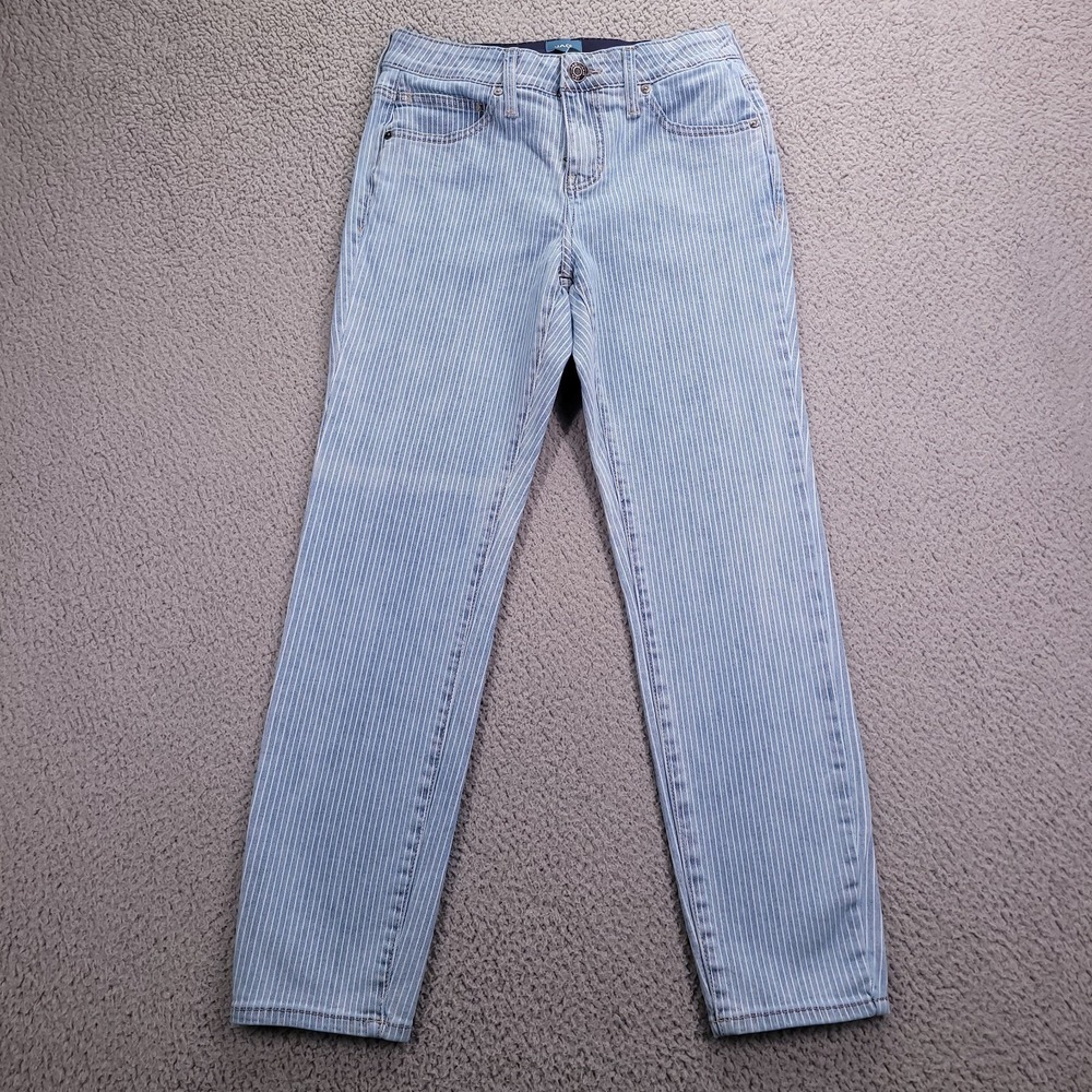 JAG Jeans Womens Size 4 Cecilia Ankle Skinny Mid Rise Striped Blue White Denim